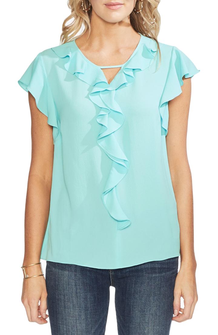 Women's Vince Camuto Ruffle Flutter Sleeve Top - Blue