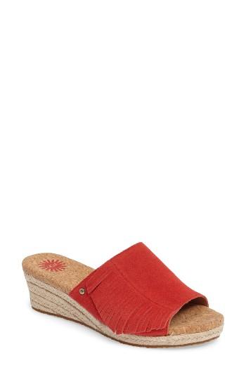 Women's Ugg Danes Espadrille Wedge Sandal M - Red
