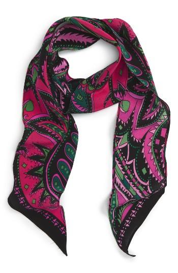 Women's Rockins Prickly Paisley Skinny Silk Scarf, Size - Pink
