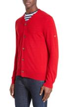 Men's Comme Des Garcons Play Wool Cardigan - Red