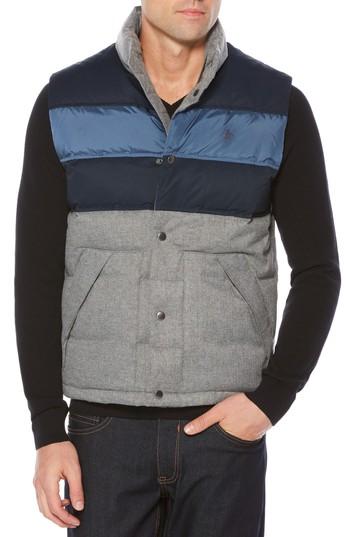 Men's Original Penguin Colorblock Down Vest - Grey