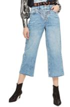 Women's Topshop Chain Fly Wide Leg Crop Jeans X 30 - Blue
