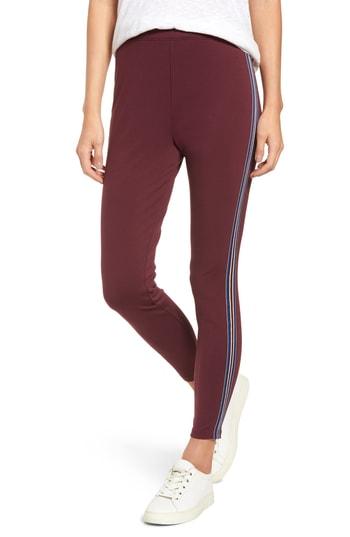 Women's Nordstrom Stripe Ponte Skimmer Leggings - Purple