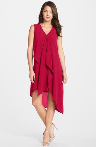 Women's Adrianna Papell Ruffle Front Crepe High/low Dress