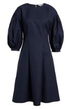 Women's Lewit Blouson Sleeve A-line Twill Dress - Blue