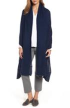 Women's Halogen Cardigan Stitch Cashmere Wrap, Size - Blue