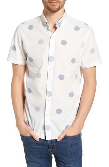 Men's Bonobos Slim Fit Polka Dot Sport Shirt R - Blue