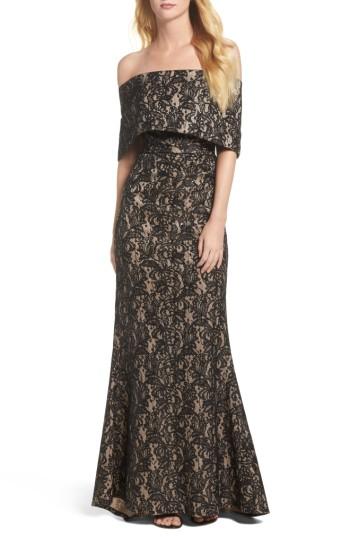 Women's Vince Camuto Sequin Off The Shoulder Gown - Black