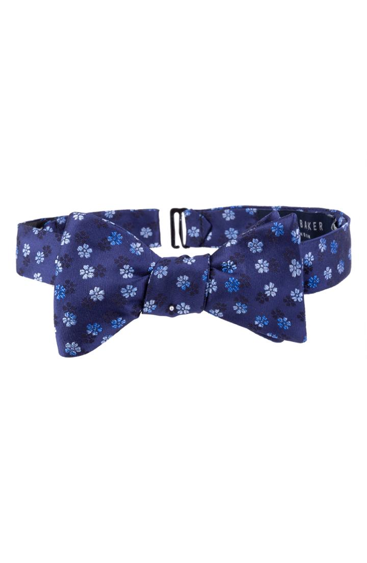 Men's Ted Baker London Ombre Flower Silk Bow Tie, Size - Blue
