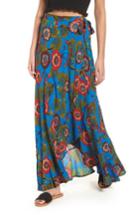 Women's Band Of Gypsies Heirloom Blossom Maxi Wrap Skirt - Blue