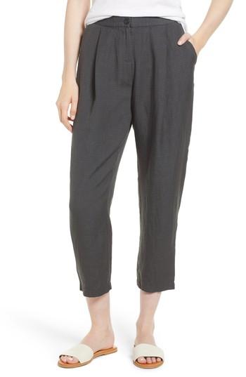Women's Eileen Fisher Linen Blend Ankle Trousers, Size - Grey