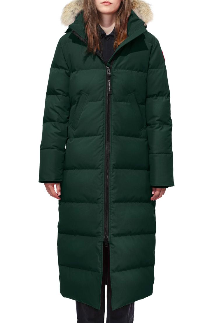 Women's Canada Goose Mystique Regular Fit Down Parka With Genuine Coyote Fur Trim (2-4) - Green