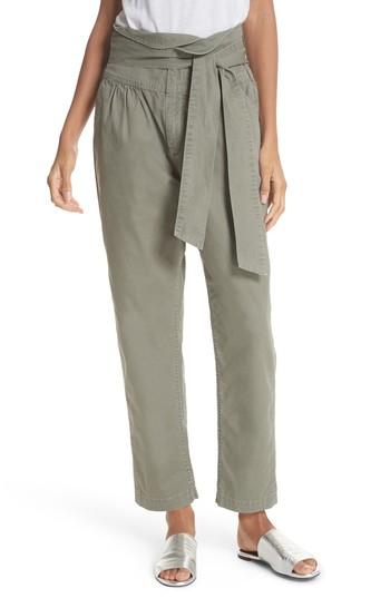 Women's La Vie Rebecca Taylor Tie Front Paperbag Waist Pants - Green