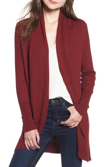 Women's Leith Ribbed Shawl Cocoon Sweater, Size - Red
