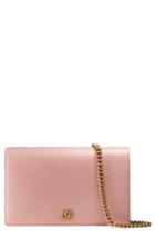 Women's Gucci Petite Marmont Leather Wallet On A Chain - Pink