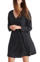 Women's Madewell Star Silk Button Back Dress, Size - Black