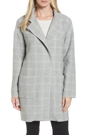 Women's Eileen Fisher Check Tweed Coat - Grey