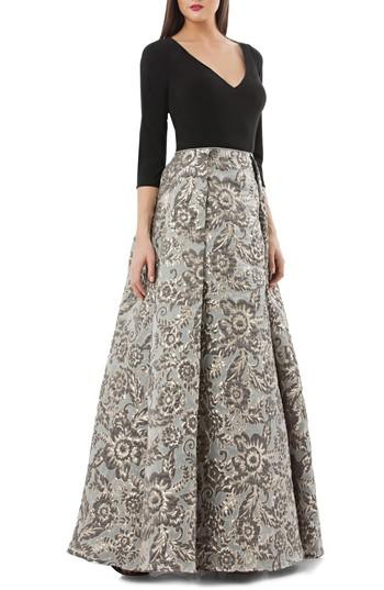 Women's Js Collections Metallic Jacquard Ballgown