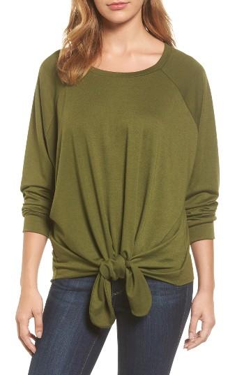 Women's Caslon Tie Front Sweatshirt - Green