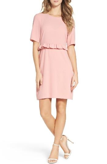Women's Charles Henry Ruffle Crepe Sheath Dress - Pink