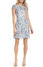 Women's Tahari Floral Vines Embroidered Sheath Dress - Blue