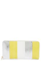 Women's Diane Von Furstenberg Leather & Genuine Snakeskin Continental Zip Wallet - Yellow