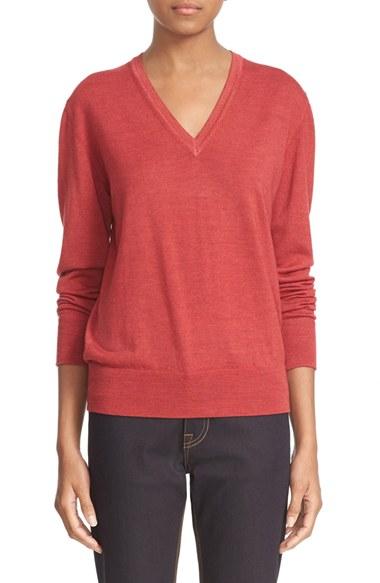Women's Tomas Maier Overdyed Merino Wool Sweater - Red