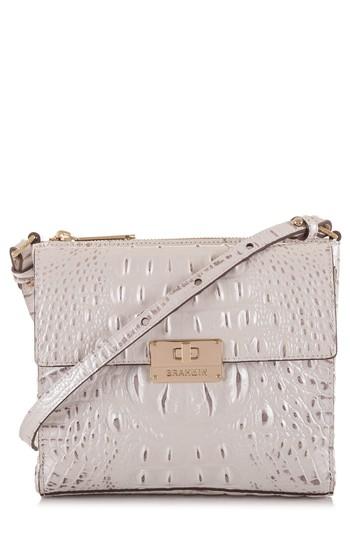 Brahmin Melbourne Manhattan Croc Embossed Leather Crossbody Bag - White