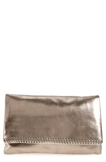 Bp. Chain Trim Faux Leather Clutch - Grey