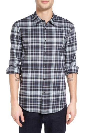 Men's John Varvatos Star Usa Mayfield Slim Fit Plaid Sport Shirt - Blue