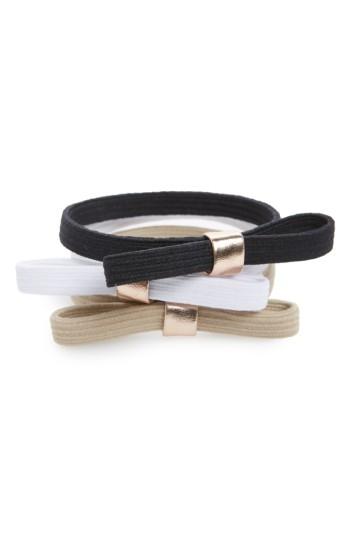 L. Erickson Set Of 3 Bow Ponytail Holders, Size - Black