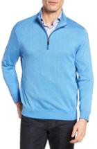 Men's David Donahue Silk Blend Quarter Zip Sweater - Blue