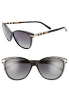 Women's Burberry Check 57mm Polarized Gradient Cat Eye Sunglasses - Black/ Black Gradient