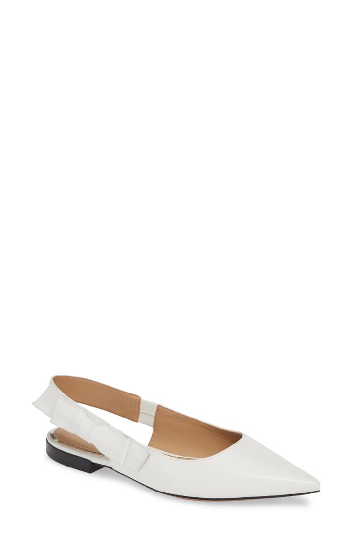 Women's Linea Paolo Darcy Bow Slingback Flat M - White