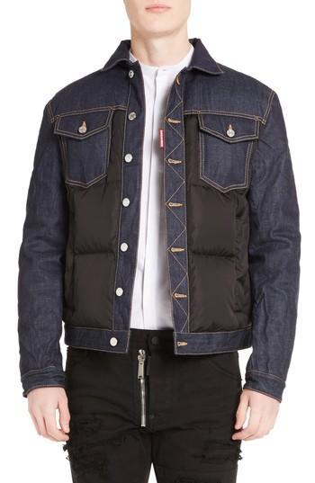 Men's Dsquared2 Mixed Media Quilted Denim Jacket