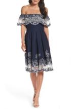 Women's Eliza J Cotton Fit & Flare Dress - Blue