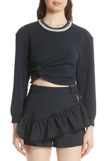 Women's 3.1 Phillip Lim Twisted Crop Top - Blue