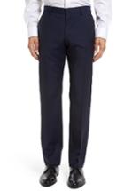 Men's Boss Genesis Flat Front Solid Wool Trousers R - Blue