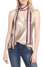 Women's Kate Spade New York Geo Stripe Medium Skinny Silk Scarf, Size - Burgundy