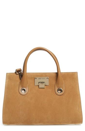 Jimmy Choo Medium Riley Suede Tote - Beige