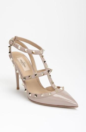 Women's Valentino Garavani Rockstud T-strap Pump .5us / 37.5eu - Beige