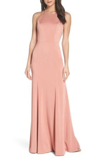 Women's Jenny Yoo Naomi Luxe Crepe Halter Gown - Pink