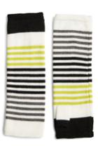 Women's Eileen Fisher Stripe Merino Wool Fingerless Gloves, Size - Green