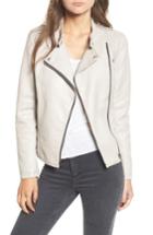 Women's Blanknyc Faux Leather Ruffle Hem Moto Jacket - Beige