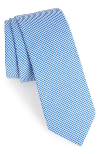 Men's Nordstrom Men's Shop Sydney Check Cotton Skinny Tie, Size - Blue