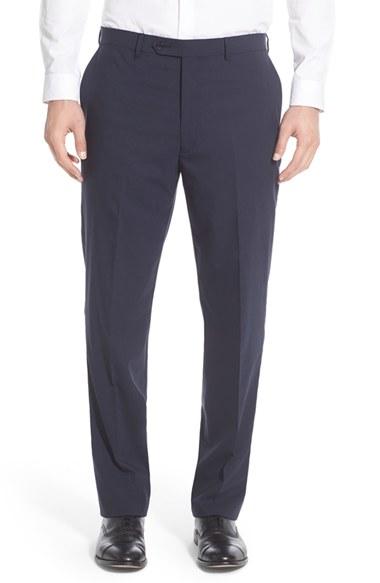 Men's Hart Schaffner Marx Flat Front Solid Stretch Wool Trousers R - Blue
