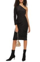 Women's Topshop Glitter Stripe One-shoulder Dress Us (fits Like 0-2) - Black