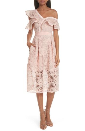 Women's Self-portrait Lace Shoulder Cutout Midi Dress - Pink