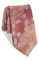 Men's Nordstrom Men's Shop Demarco Floral Silk Tie, Size - Orange
