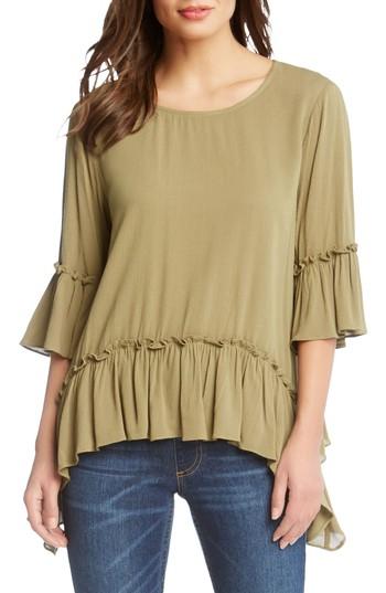 Women's Karen Kane Ruffle Hem Gauze Top - Green